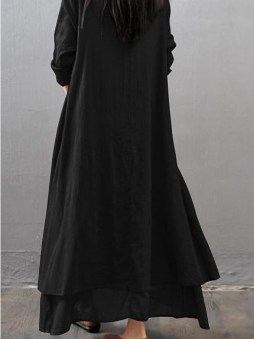 Long Sleeve V Neck Casual Irregular Hem Maxi Dress size 3XL - Picture 2 of 13